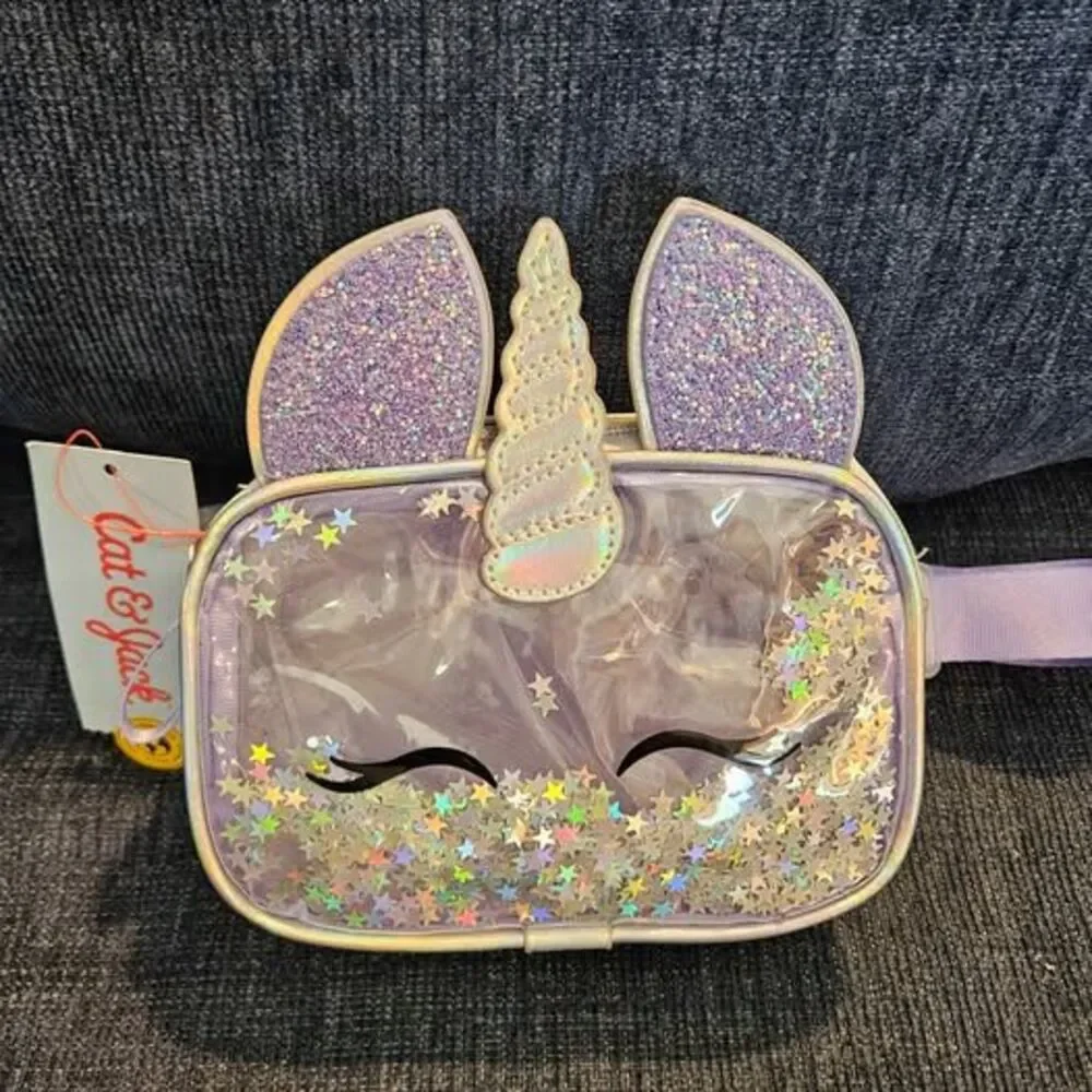 Cat & Jack Unicorn Fanny Pack Glitter Clear Crossbody NWT